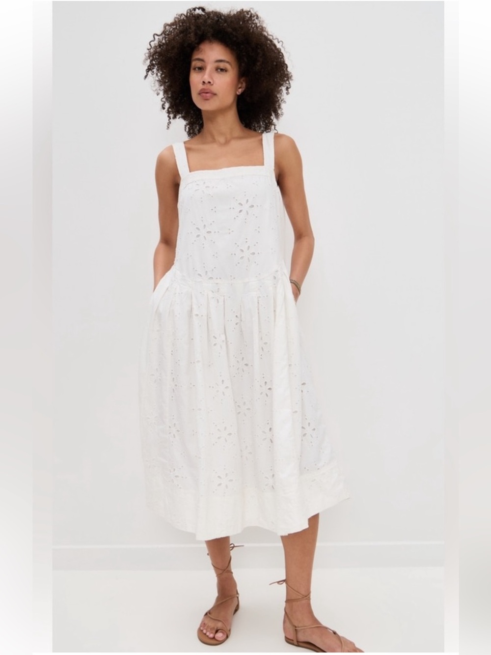 FREE PEOPLE Primavera Eyelet Midi Dress in White, size XS NEW - Picture 3 of 13